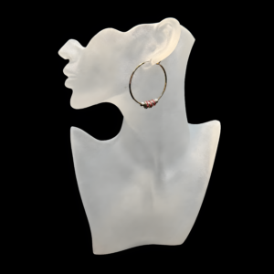 Large Hoop Earrings with Red Crystal Rondelles