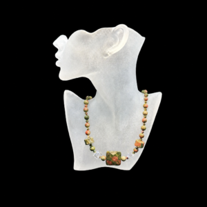 Unikite and Clear Swarovski Beaded Necklace