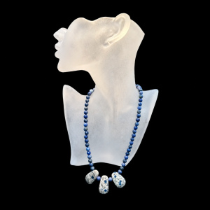 K2 Drops on Necklace of Sunset Dumortierite Beaded Necklace