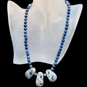 K2 Drops on Necklace of Sunset Dumortierite Beaded Necklace