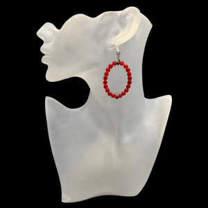 RedCzech Glass Hoop Earring with Holiday Sparkle