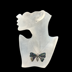 Abalone and Sterling Silver Butterfly Pin Necklace