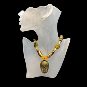 African Bronze Mask Beaded
