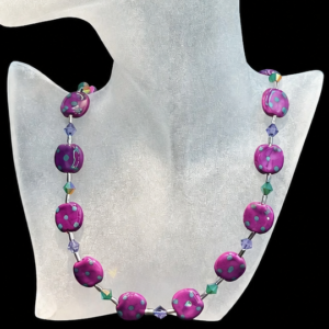 African Kazuri and Swarovski Beaded Necklace