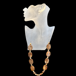 Large Etched Oval Agate Beads and Petrified Wood Beads