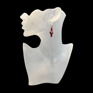 Red Swarovski Pave Crystal Bead Holiday Earrings