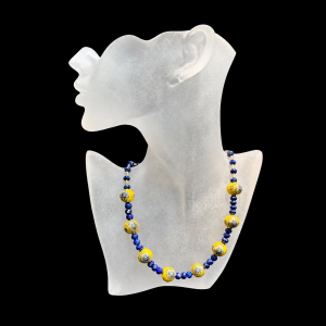 Blue Flowers on Yellow Beads