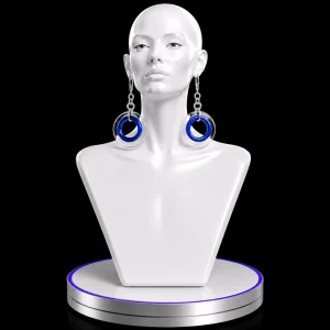 Blue and Clear Artisan Glass Circle Earrings