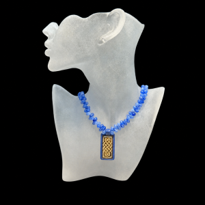 Celtic Blue Porcelain Pendant Necklace