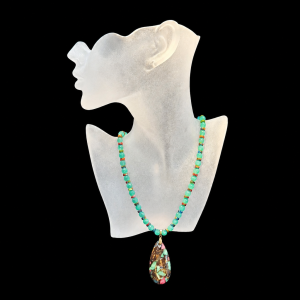 Exquisite Green Crysoprase Necklace with Composite Pendant
