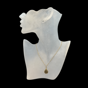 Golden Druzy Teardrop Pendant on Gold Filled Chain Necklace