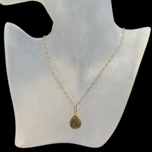 Golden Druzy Teardrop Pendant on Gold Filled Chain Necklace
