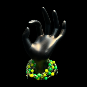 Vibrant Swarovski Crystals and Pearls on Winding Bracelet