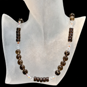 Smokey Quartz and Swarovski Crystal Necklace