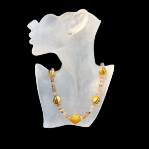 Statement Necklace of Imperial Jasper and Artisan Venetian Glass Shortened