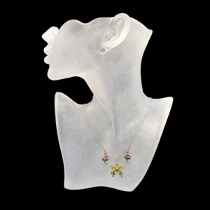 Gold Butterfly and Enamel Purple Flower Charms on Gold Chain