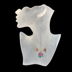 Enamel Hydrangea Charms on Gold Chain