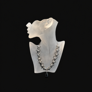 Necklace of Skull Beads on Chain with Hematite Pendant