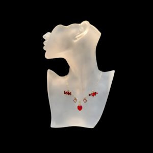 Red Swarovski Heart and Love Charms on Gold Chain